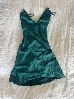 Princess Polly Teal Satin Mini Slip Dress